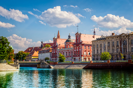 Historic tenement houses in the old town of Wroclaw, Poland