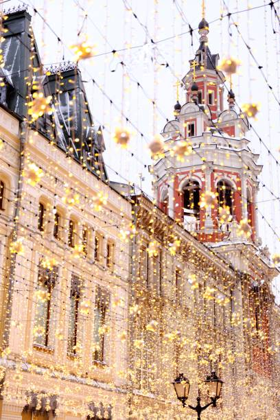 istock near Kazan Cathedral on red square with Christmas decorations 945053822
