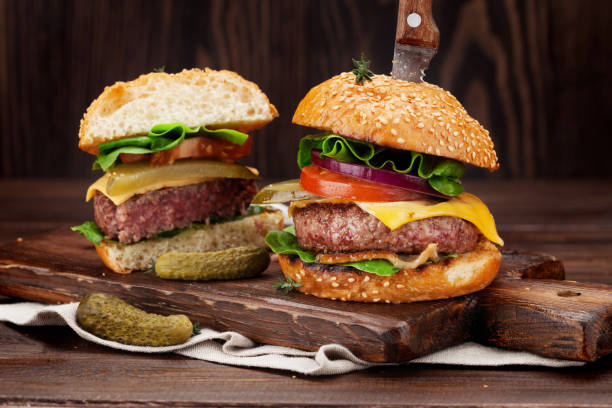 istock Tasty grilled home made burgers 945056486