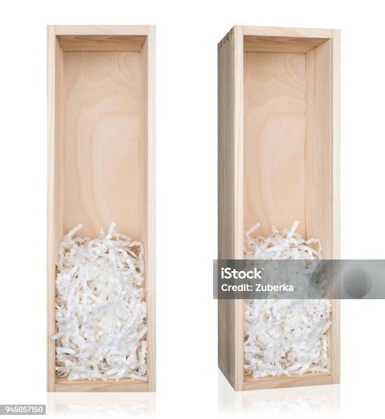 Open Vine Box Filled With Paper Stock Photo - Download Image Now - Paper, Shredded, Box - Container