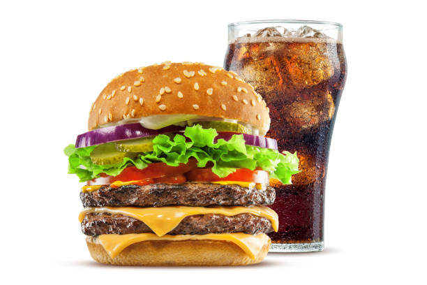 istock Double Cheese Burger With Glass of Cola 945060556