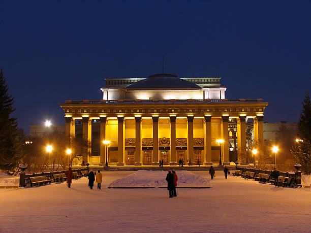 Night view on Novosibirsk Opera and Ballet Theater. Russia