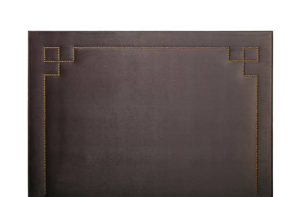 istock Grey soft velvet bed headboard isolated on white 945068806