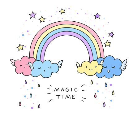 Cute Rainbow Funny Clouds Stars And Fashion Slogan Stock Illustration - Download Image Now - iStock Cute Rainbow Funny Clouds Stars And Fashion Slogan Stock Illustration - Download Image Now - iStock