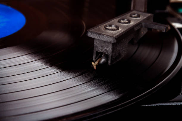 istock Turntable stylus on a vinyl record 945072694