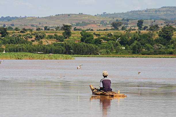 Fisherman on Lake Tana stock photo