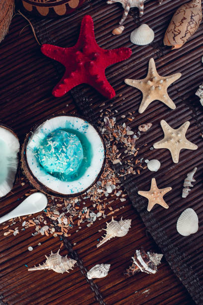istock Blue ice cream in coconut bowl. Summer vacation 945073372