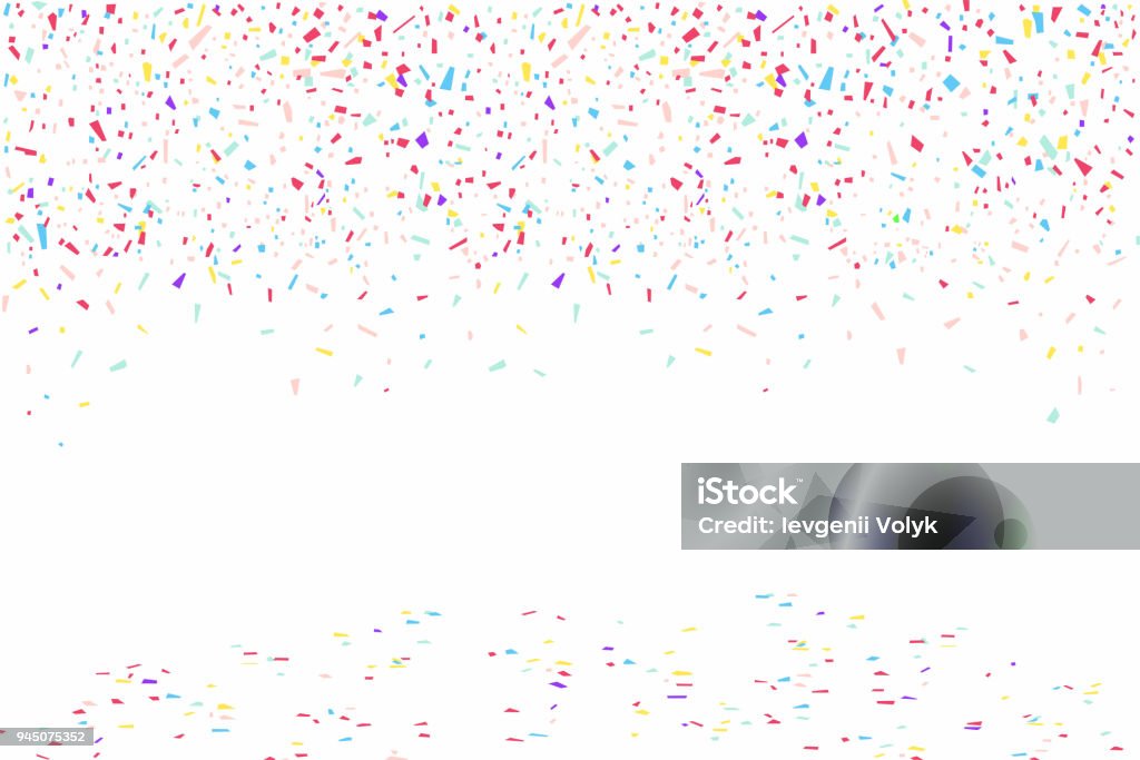 Colorful confetti isolated on white background Abstract background with many falling tiny confetti pieces. vector background Confetti stock vector