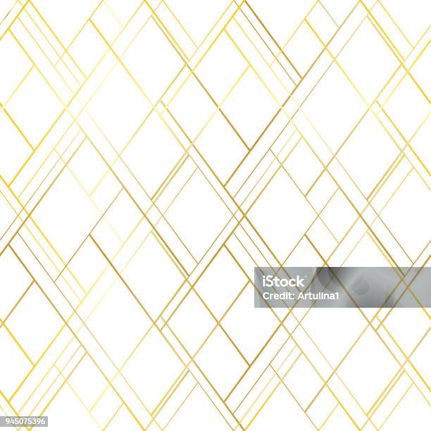 Premium Style Seamless Pattern Golden Cross Lines On A White Background Stock Illustration - Download Image Now