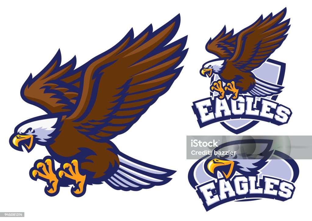jeu de caractères de l’aigle dans le style de mascotte de sport - clipart vectoriel de Aigle libre de droits