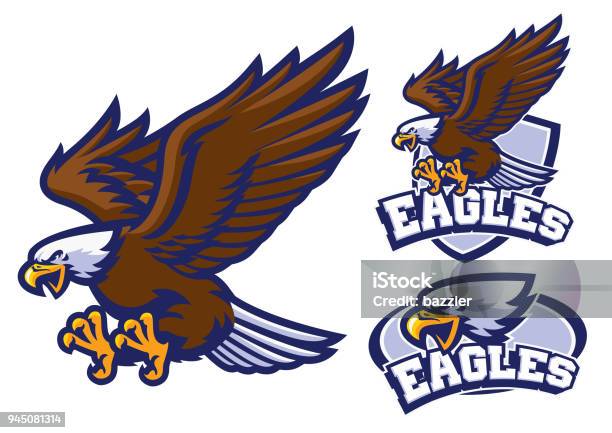Eagle Character Set In Sport Mascot Style Stock Illustration - Download Image Now - Eagle - Bird, Mascot, Vector