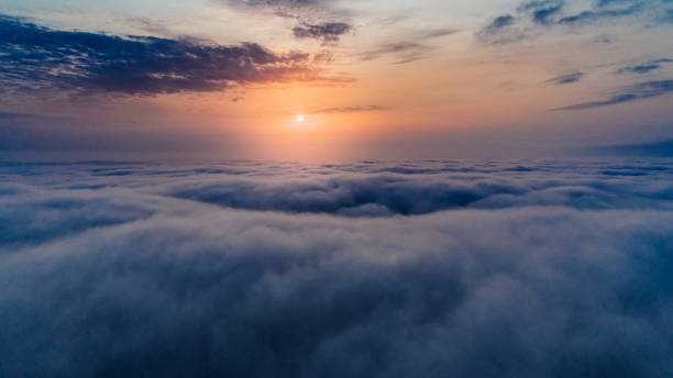 istock Riga city Night time Clouds fog Autumn Drone flight 945089040