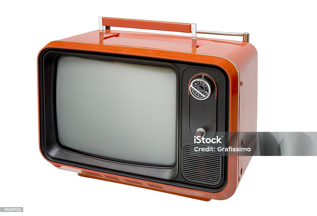 retro antiguo de orange televisor - Foto de stock de Televisión libre de derechos