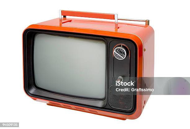 Retro Antiguo De Orange Televisor Foto de stock y más banco de imágenes de Televisión - Televisión, 1970, televisión portátil
