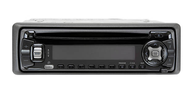carro preto cd de áudio-jogador isolado a branco - cd player imagens e fotografias de stock