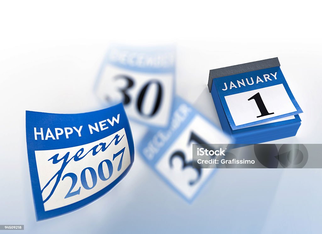Calendario blu per il Capodanno 1° gennaio 2007 - Foto stock royalty-free di Calendario