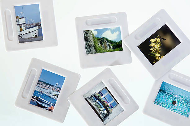 la caja con portaobjetos de vacaciones - lightbox slide frame black fotografías e imágenes de stock