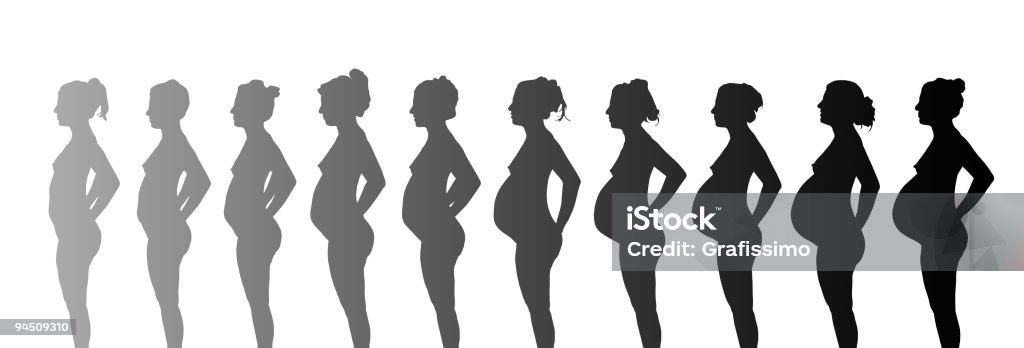 그림이요 임신한 여성 - 로열티 프리 임신 스톡 일러스트