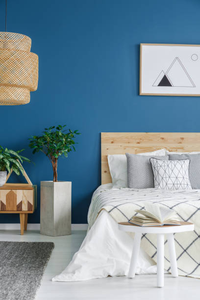 istock Plant in blue bedroom interior 945093672