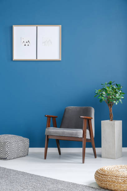 istock Grey and blue living room 945093686