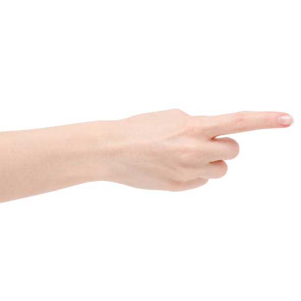 istock Female hand show finger left right 945094156