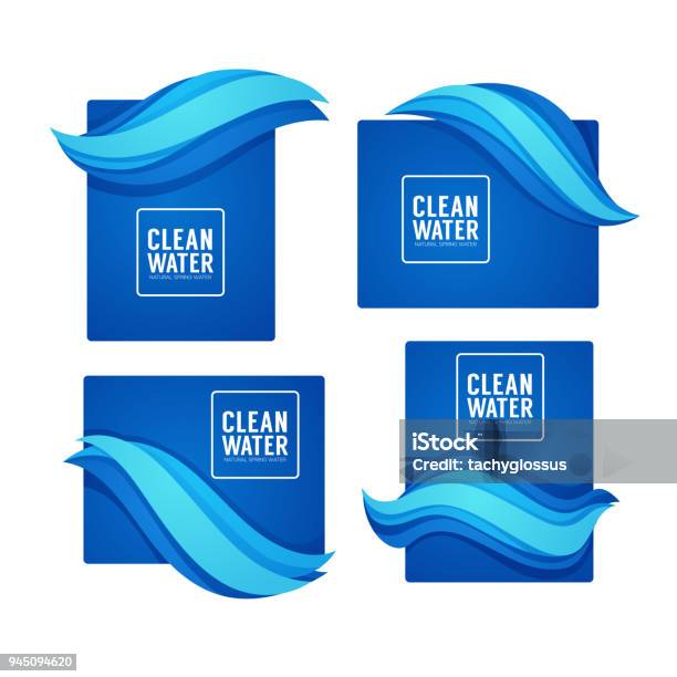 Paper Cut Spring Aqua Flow Vector Design Template For Your Modern Fresh Water Labels Emblems And Tags Stock Illustration - Download Image Now