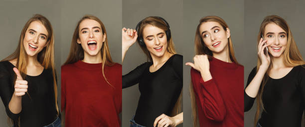 istock Emotions set of young woman at studio background 945098100