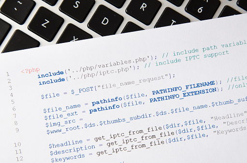 Web Developer Programming Code Printed On A Piece Of Paper Stock Photo ...