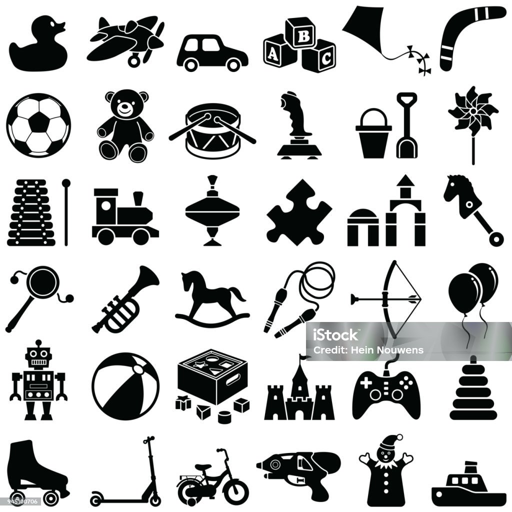 Toy icons Toy icon collection - vector silhouette illustration Toy stock vector