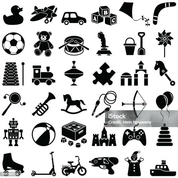 Toy Icons Stock Illustration - Download Image Now - Toy, In Silhouette, Icon Symbol