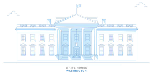 White House, Washington, stylized, freehand design. Usa White House, Washington, stylized, freehand design. Front view of the White House. United States casa stock illustrations