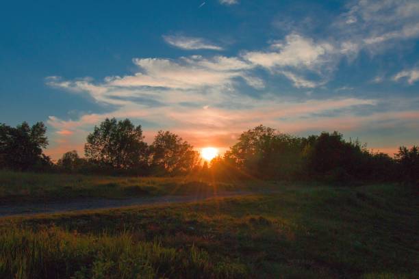 istock Sunrise or sunset at a small lake 945104464