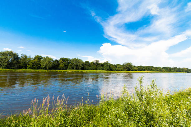 istock View over a river with green shore and trees 945104746