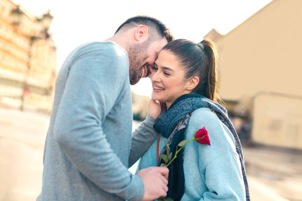 istock Cute loving couple celebrating anniversary 945106072