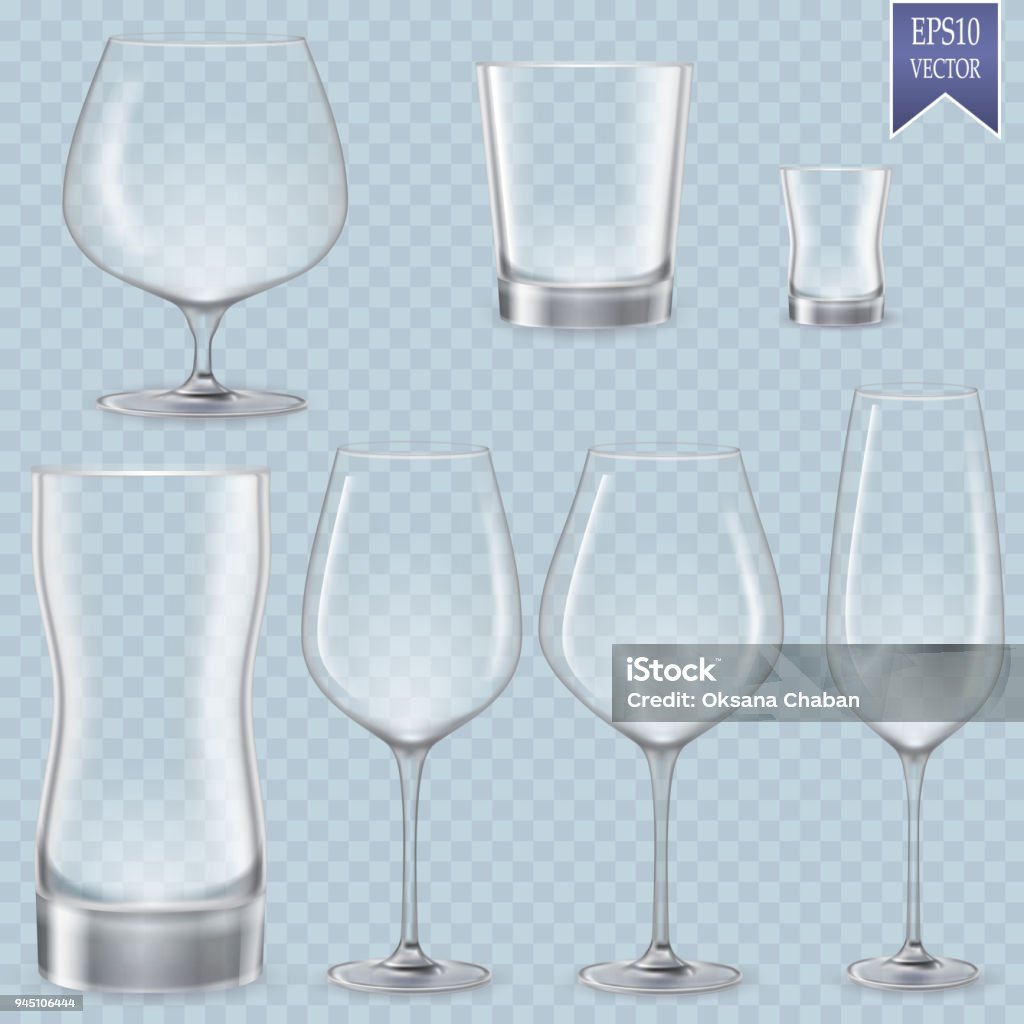 Set of cocktail stemware and glasses for alcohol Set of cocktail stemware and glasses for alcohol. Alcohol - Drink stock vector