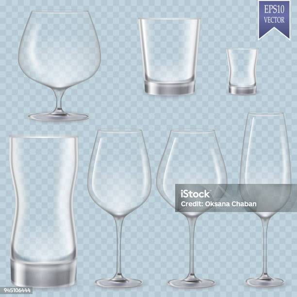 Set Of Cocktail Stemware And Glasses For Alcohol Stock Illustration - Download Image Now - Alcohol - Drink, Bar - Drink Establishment, Beer - Alcohol