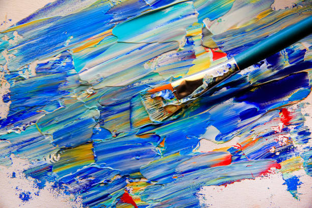 istock Closeup background of brush and palette. 945107492