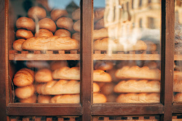 fresh tasty organic homemade bread in tradicional bakery