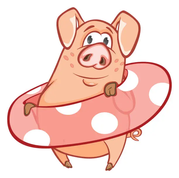 Vector illustration of Illustration of  Cute Pig Cartoon Character