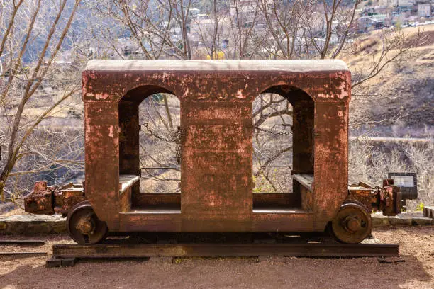 Old and rusty mining cart in Jerome, Arizona