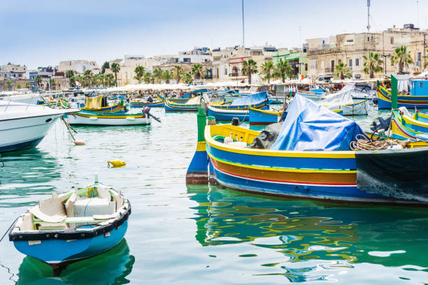 istock Traditional boats at Marsaxlokk Harbor in Malta 945128202