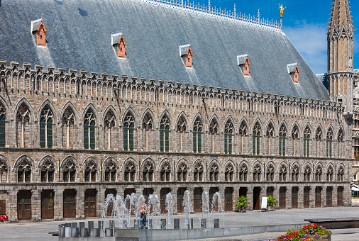 Gothic architecture of building that was rebuilt after destruction  in  World War One