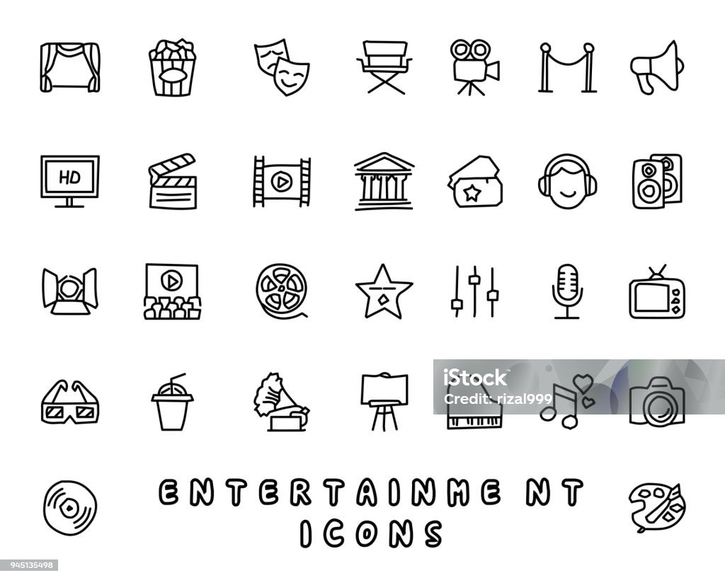 entertainment hand drawn icon design illustration, line style icon, designed for app and web Icon Symbol stock vector