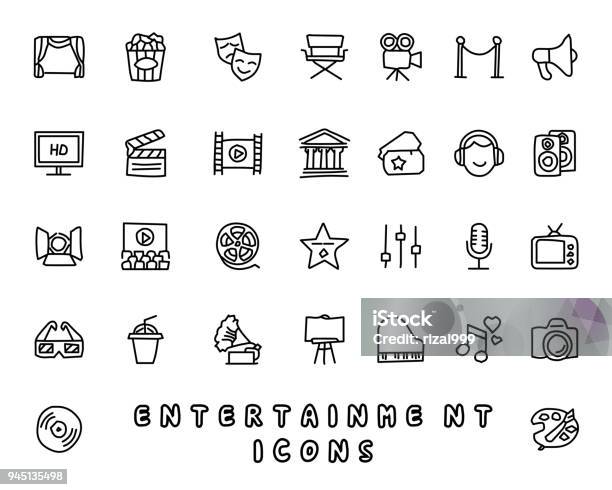 Entertainment Hand Drawn Icon Design Illustration Line Style Icon Designed For App And Web Stock Illustration - Download Image Now