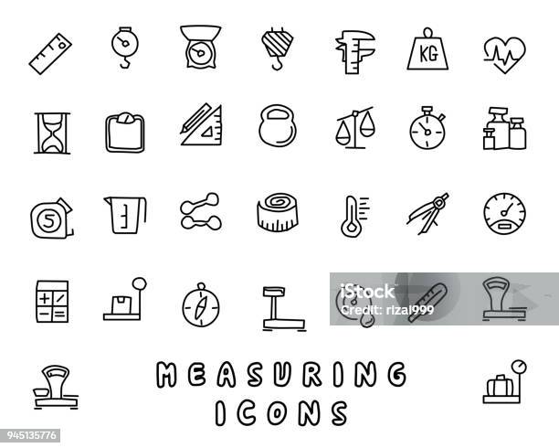 Measuring Hand Drawn Icon Design Illustration Line Style Icon Designed For App And Web Stock Illustration - Download Image Now