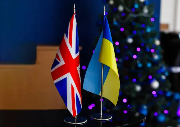 Flags of United Kingdom of GreatBritain and Ukraine