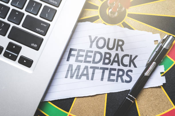 Your Feedback Matters Arrow in the bullseye guest book photos stock pictures, royalty-free photos & images
