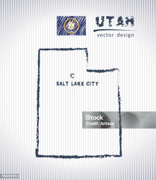 Utah Vector Chalk Drawing Map Isolated On A White Background Stock Illustration - Download Image Now