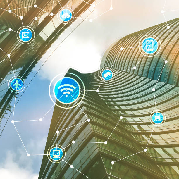 istock Smart city with communication icons, internet of things conceptual 945145618
