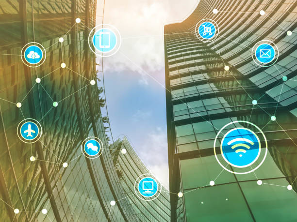 istock Smart city with communication icons, internet of things conceptual 945145634